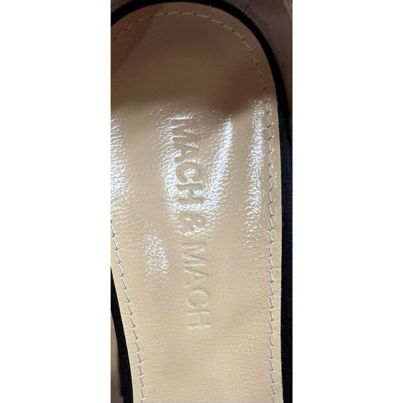 MACH & MACH Bow Chain embellished satin platform pumps NWB Size 37.5 - Picture 10 of 14